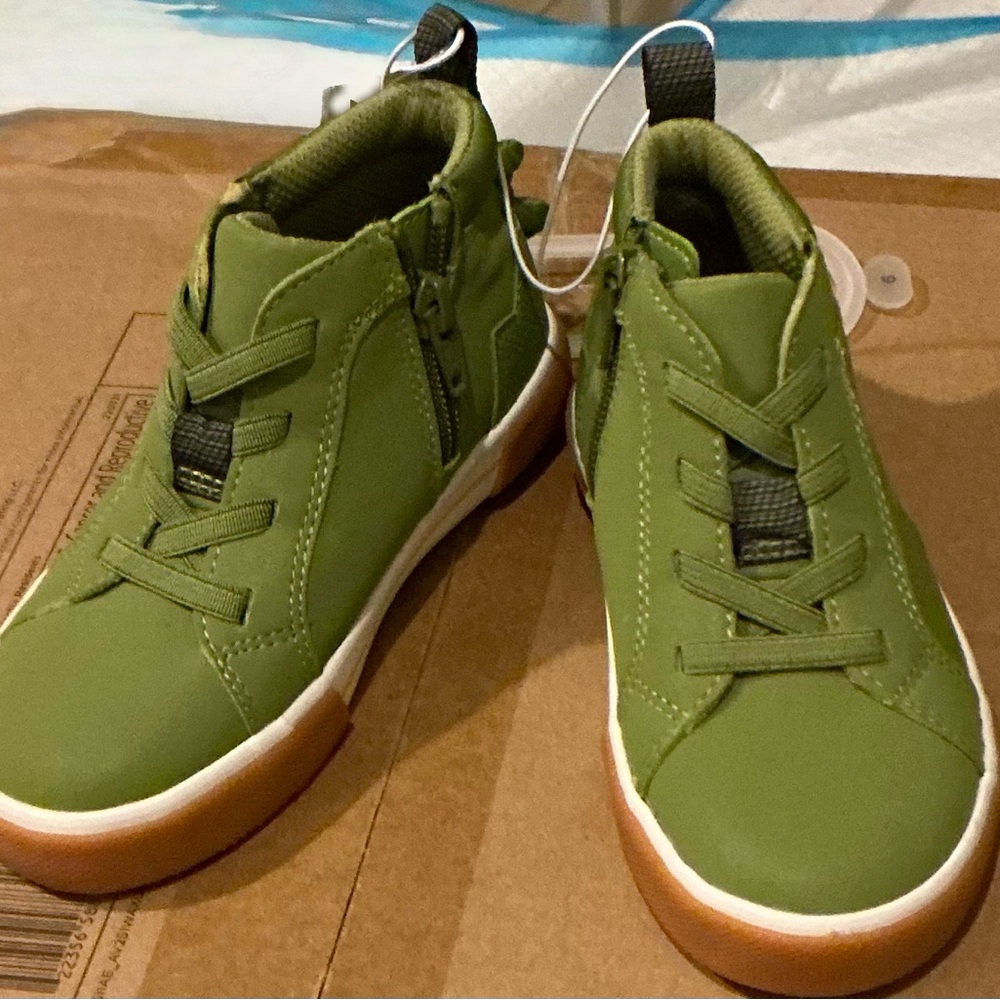 Cat & Jack Olive Green Kids Dinosaur Sneakers